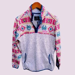 {NWT} Simply Southern Southwestern Aztec 1/4 Snap Button Gray Fleece S